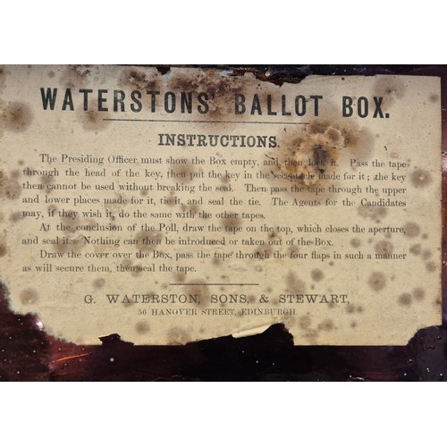 240 - Antique Ballot box circa 1869-1879 G. Waterston sons & Stewarts of 56 Hanover street Edinburgh with ... 