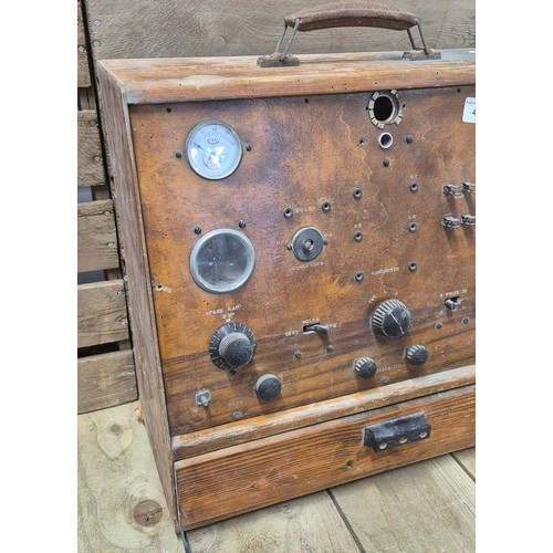 487 - Antique testing machine with drawer of accessories [in need of attention]