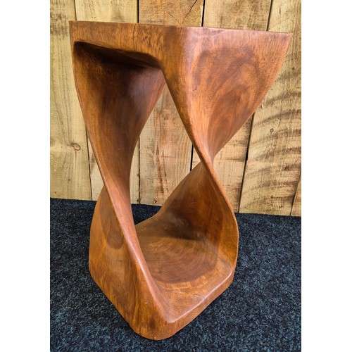 282 - Contemporary wooden teak Twist Table  [51x28x27cm]