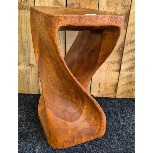 282 - Contemporary wooden teak Twist Table  [51x28x27cm]