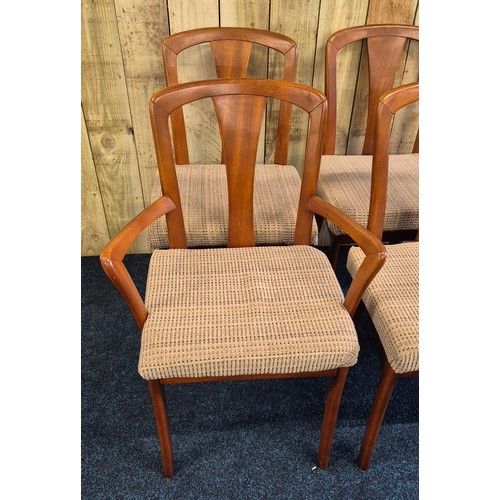 250 - Set of six mid century Meredew Avalon teak dining room chairs & carver arm chairs