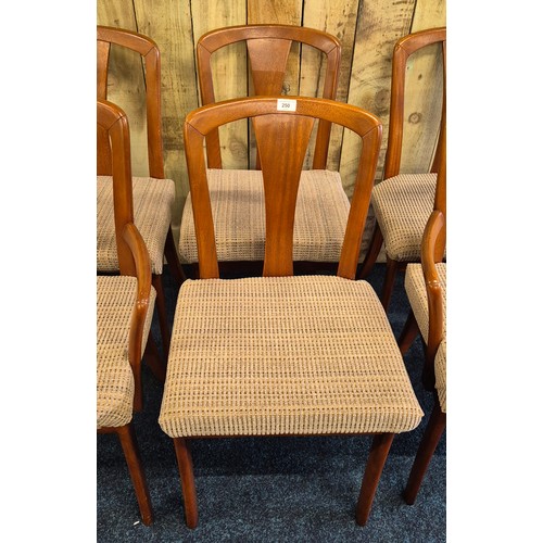 250 - Set of six mid century Meredew Avalon teak dining room chairs & carver arm chairs