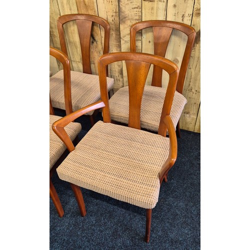 250 - Set of six mid century Meredew Avalon teak dining room chairs & carver arm chairs