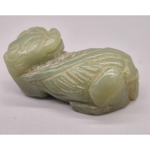 47 - Chinese green Jade sculpture of a foo dog. [5cm length]