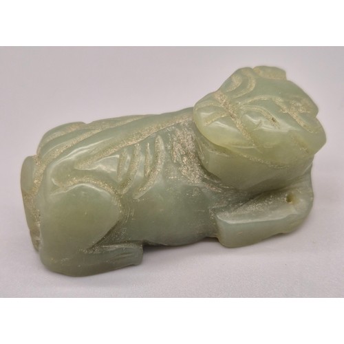 47 - Chinese green Jade sculpture of a foo dog. [5cm length]