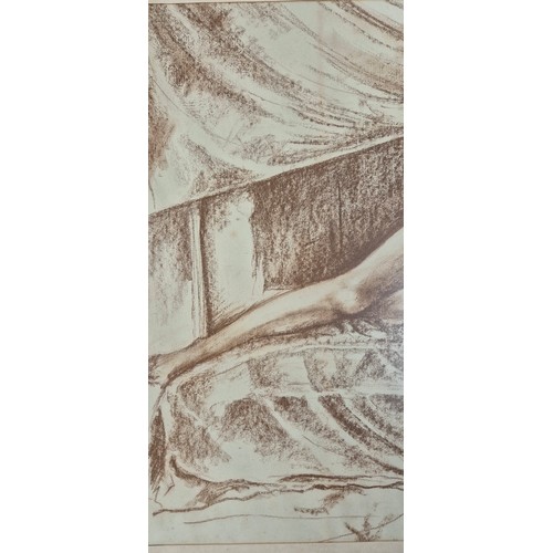 245 - Vintage charcoal drawing of a Nude lady set in mid century framing [57.5x69cm] [unsigned]