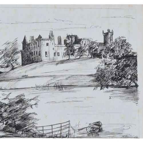 249 - Two 19th century Linlithgow Palace etchings signed M Jamieson [32x40cm]