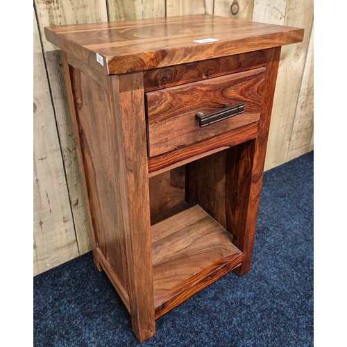 278 - Contemporary Mexican pine one drawer bed side cabinet [66x40x30cm]