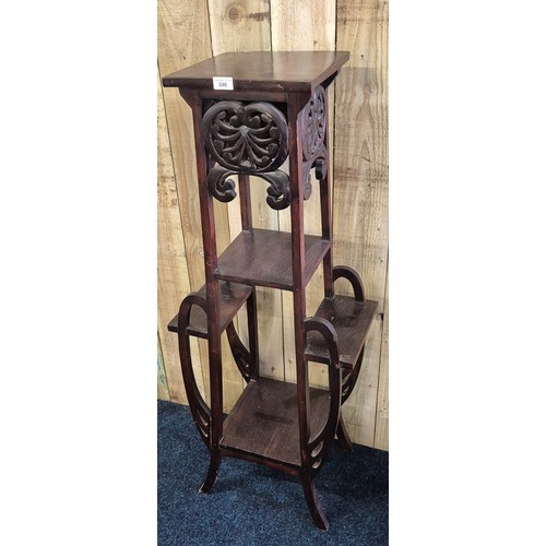 246 - Art nouveau carved three section plant stand [123X49X26CM]