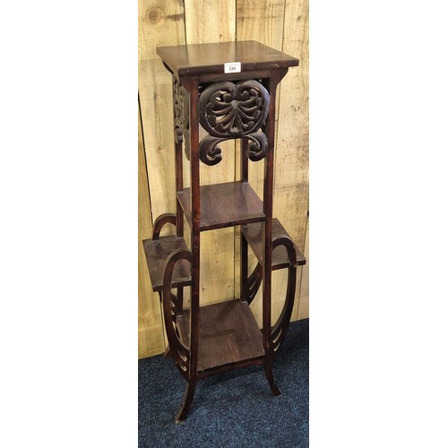 246 - Art nouveau carved three section plant stand [123X49X26CM]