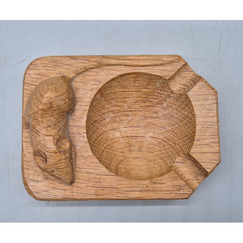 98 - Vintage Oak Mouseman ashtray/ dish. [4x10x7.5cm]