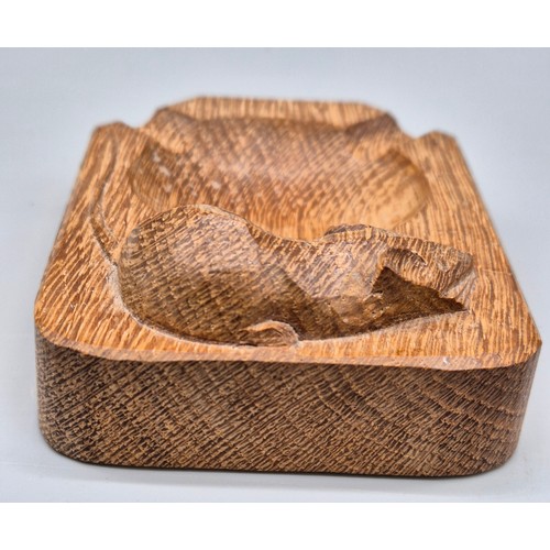 98 - Vintage Oak Mouseman ashtray/ dish. [4x10x7.5cm]