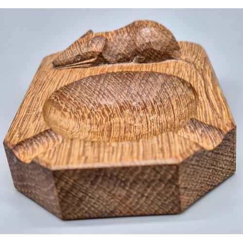 98 - Vintage Oak Mouseman ashtray/ dish. [4x10x7.5cm]