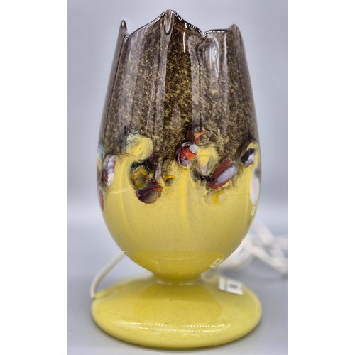 92 - Scottish art glass table lamp, Possibly Monart. Yellow and black ground with various colourations. [... 