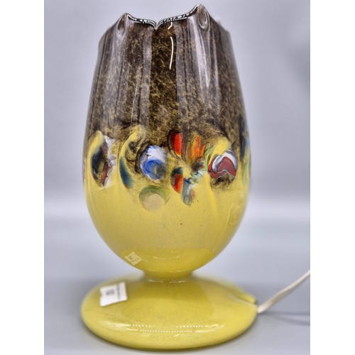 92 - Scottish art glass table lamp, Possibly Monart. Yellow and black ground with various colourations. [... 