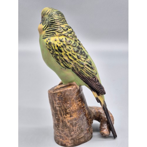 93 - Royal Copenhagen figure of a green parakeet. Model number 478/3188. [15CM HIGH]