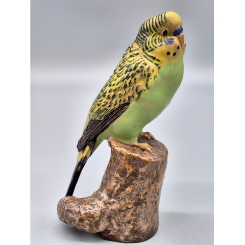 93 - Royal Copenhagen figure of a green parakeet. Model number 478/3188. [15CM HIGH]