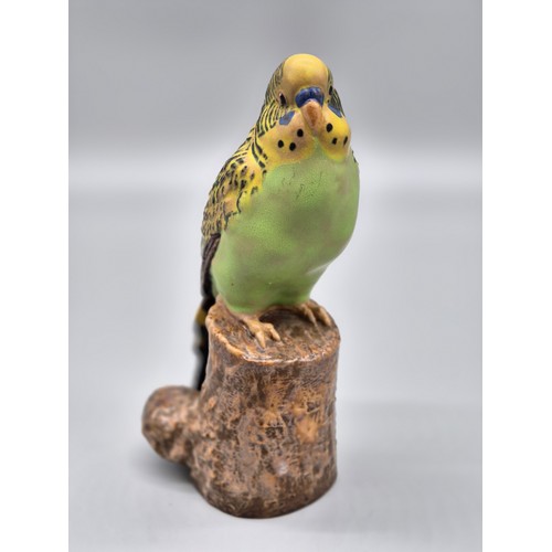 93 - Royal Copenhagen figure of a green parakeet. Model number 478/3188. [15CM HIGH]