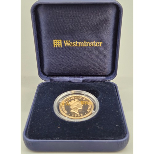 54 - Westminster mint- Tuvalu 14ct gold 100 dollar coin with certificate and box. [7.76grams]