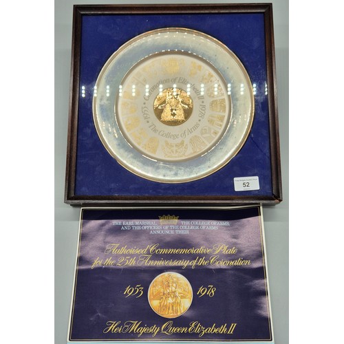 52 - Danbury Mint- Magnificent commemorative plate in solid sterling silver with 24ct gold working. 25th ... 