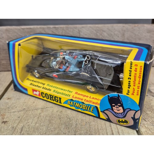 70 - Original 267 Corgi Batmobile with original box and firing missiles. Comes with batman and robin.