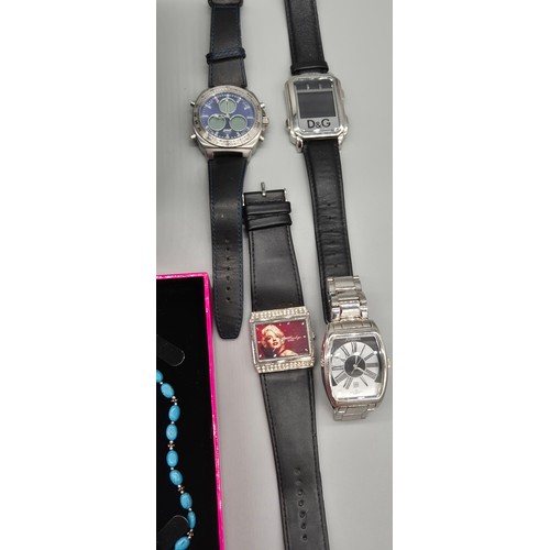 68 - Collection of watches; Claire Sweeney silver and turquoise necklace, Gold plated Ingersoll watch wit... 