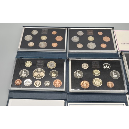 56 - Five Royal mint UK Proof coin collections; 1983, 1984,1986, 1987 and 1997 limited edition proof coin... 