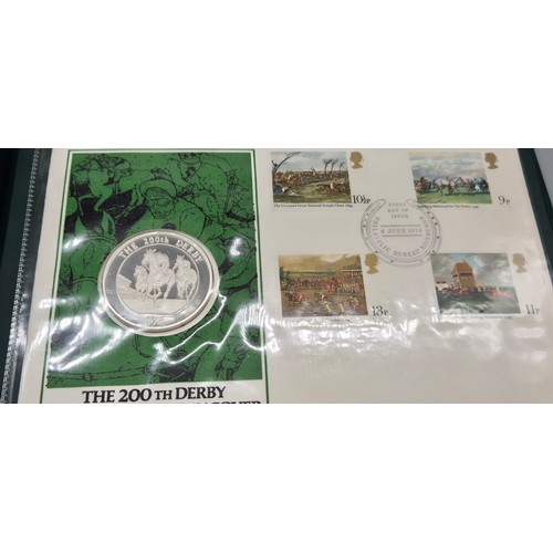 58 - A Collection of silver proof coins; Birmingham mint- 200th Derby Medallic first day cover, The Danbu... 