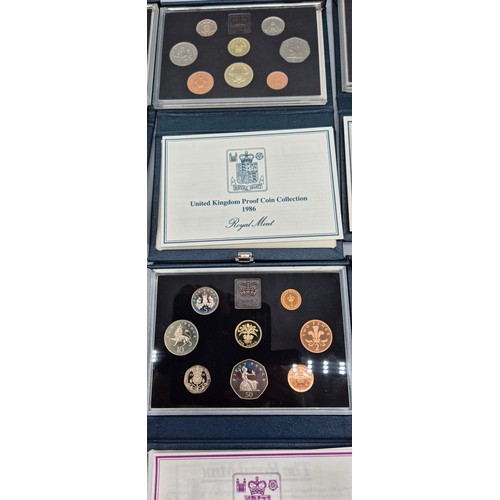 55 - Six Royal mint UK Proof coin collections; 1983, 1984, Two-1985,1986 & 1987