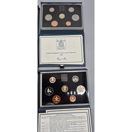 55 - Six Royal mint UK Proof coin collections; 1983, 1984, Two-1985,1986 & 1987