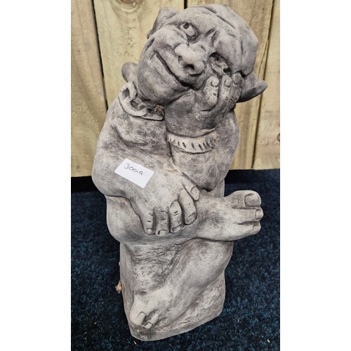 300A - Garden Gargoyle sitting on tree stump ornament [43cm high]