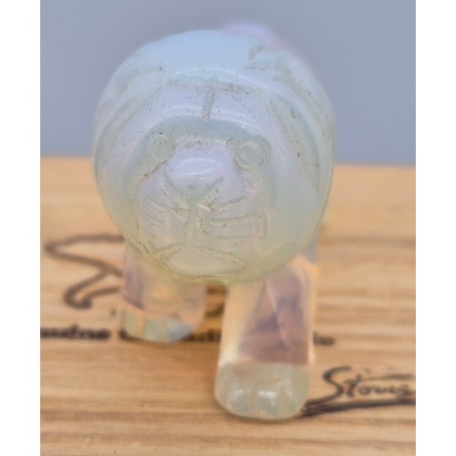 10 - Genuine Canadian Jade Sculptures- Opal coloured lion sculpture- comes with box and certificate. [5cm... 