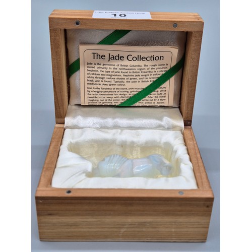 10 - Genuine Canadian Jade Sculptures- Opal coloured lion sculpture- comes with box and certificate. [5cm... 