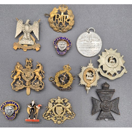44 - A Selection of military cap badges and other related items; Waterloo Royal Scots Dragoon Guards cap ... 