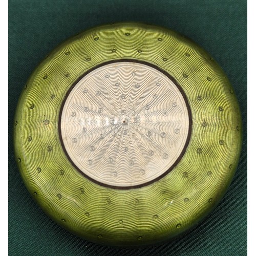 10 - Edwardian Export London silver and enamel lidded snuff box. White and green enamel work. Produced by... 