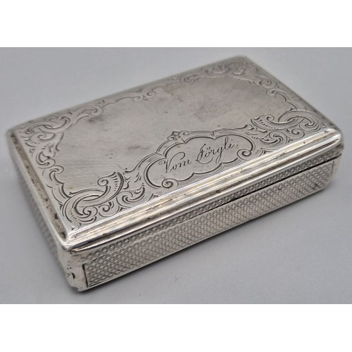 1 - 19th century Austrian Silver snuff box- engraved decoration and name to cartouche 