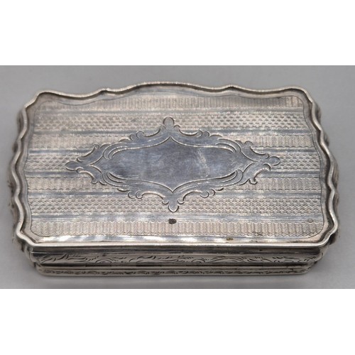 2 - 19th century Austrian silver ornate snuff box. Engraved and dated 1862 to the cartouche. [2x9x5.5cm]... 