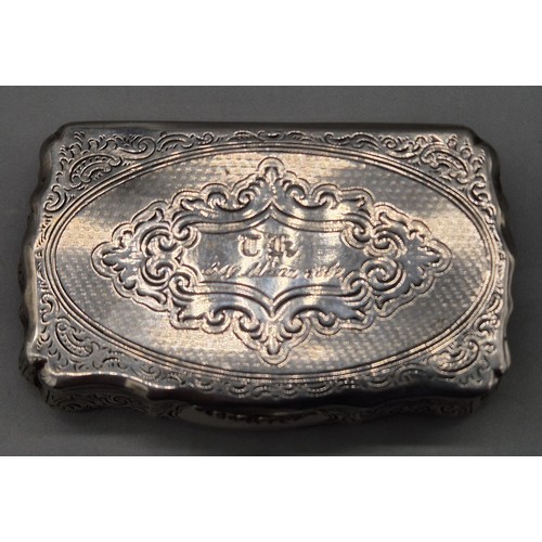 2 - 19th century Austrian silver ornate snuff box. Engraved and dated 1862 to the cartouche. [2x9x5.5cm]... 