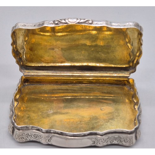 2 - 19th century Austrian silver ornate snuff box. Engraved and dated 1862 to the cartouche. [2x9x5.5cm]... 