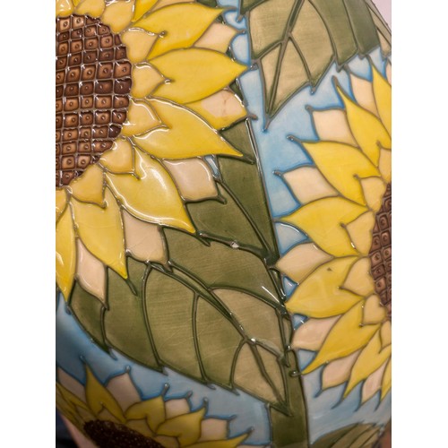 98 - Large and impressive Moorcroft sunflowers pattern vase, Signed J Moorcroft. [Small Chip to tube line... 
