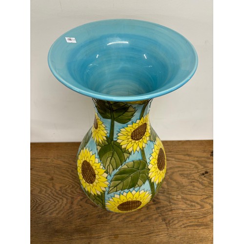 98 - Large and impressive Moorcroft sunflowers pattern vase, Signed J Moorcroft. [Small Chip to tube line... 