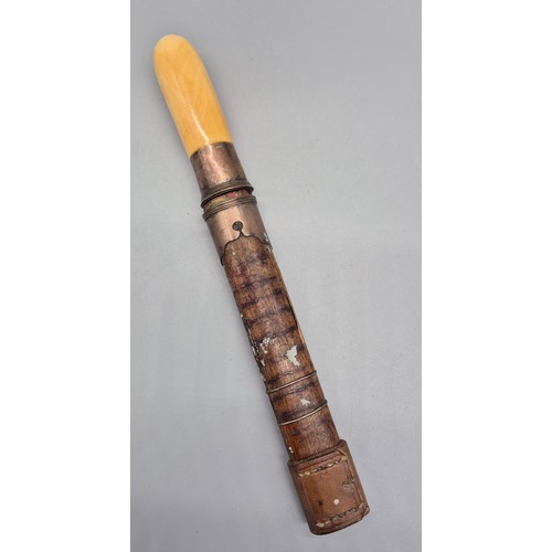 105 - 19th century Burmese Dha Dagger with sheath. [25cm length]