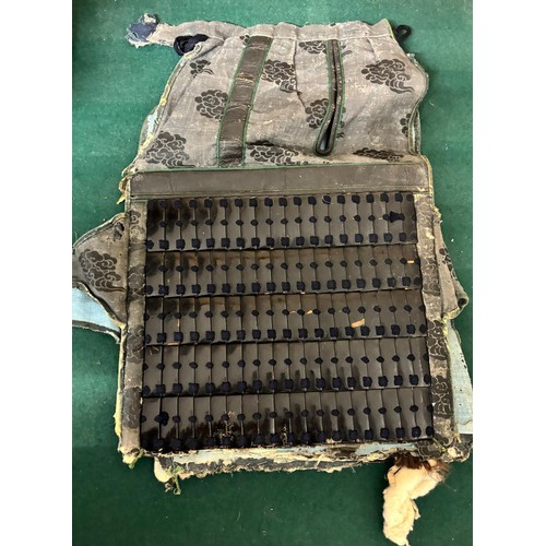 90 - Antique Japanese Samurai part armour set; Chest and back plate [Do], arm and hand guards [Sode/ Kode... 