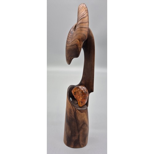 102 - Alberta Žulkus
Original Elliptical wood with amber in the centre of the sculpture. Stamped to the ba... 