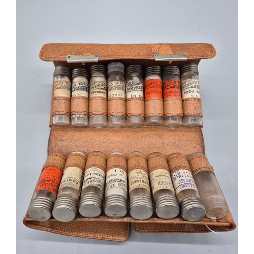 100 - Antique leather cased travelling apothecary set by C.J. Hewlett & Son of London.