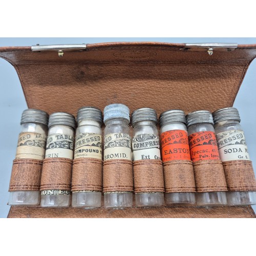 100 - Antique leather cased travelling apothecary set by C.J. Hewlett & Son of London.