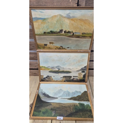 430 - A collection of three Perthshire Scottish oil paintings by W. Davidson dated 1915