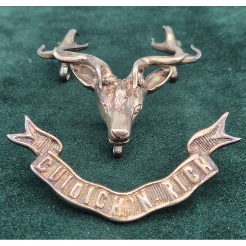 83 - Edinburgh silver hallmarked Seaforth Highlanders cap badge.  Produced by Thomas Kerr Ebbutt.