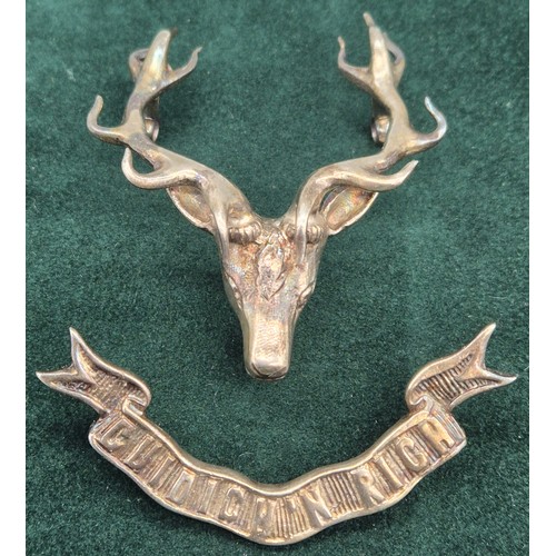 83 - Edinburgh silver hallmarked Seaforth Highlanders cap badge.  Produced by Thomas Kerr Ebbutt.