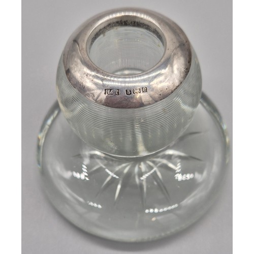 42 - Birmingham silver rimmed and cut glass match holder/ striker.